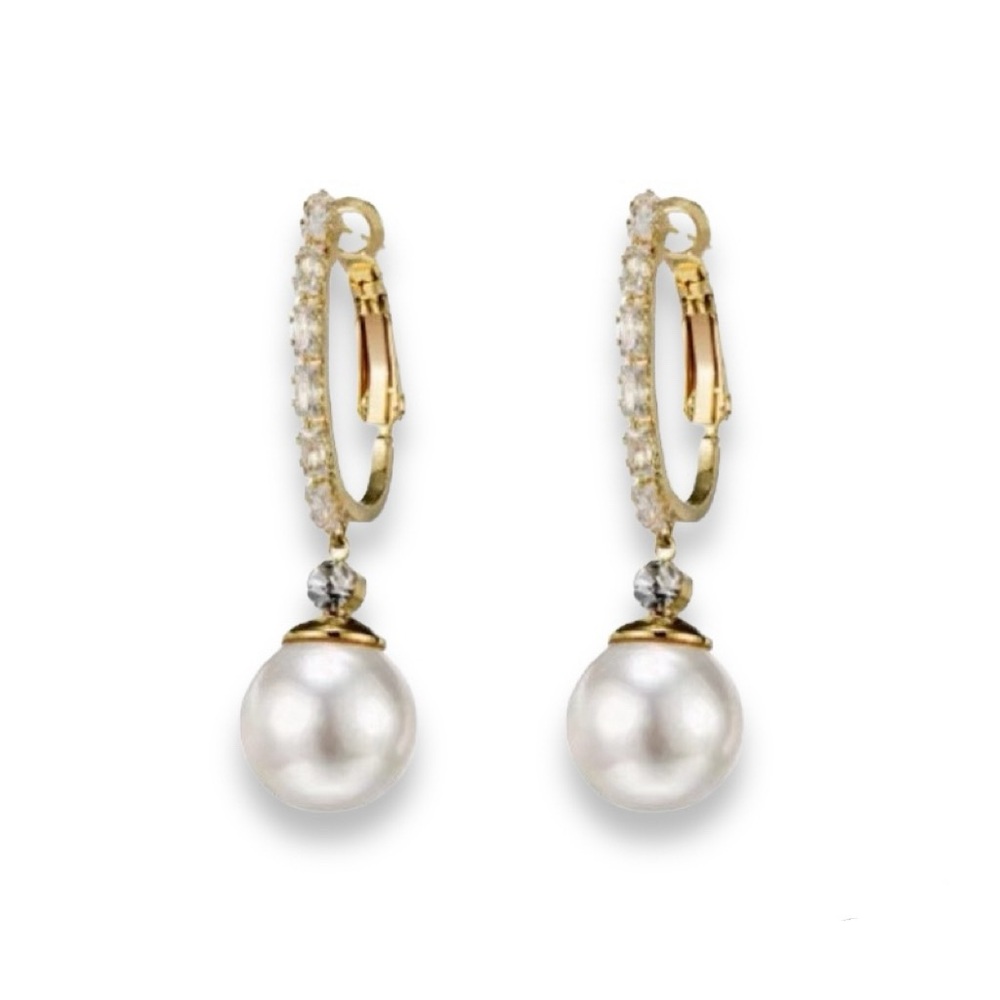White Pearl Dangle Drop Earrings for Women